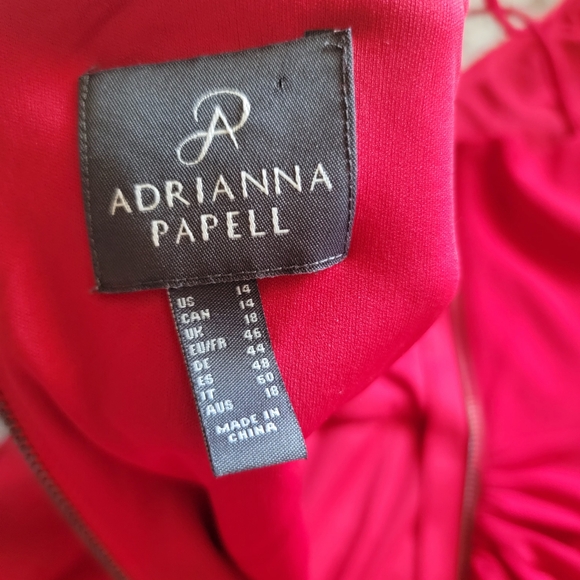 New Adrianna Pappel Red Jersey Long Prom Bridesmaid Formal Maxi Dress Gown Large - Picture 13 of 15